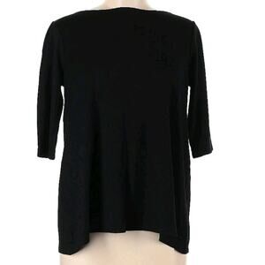 Bryn Walker Womens Modal Cotton Top Size XS Black Oversized Lagenlook Minimalist